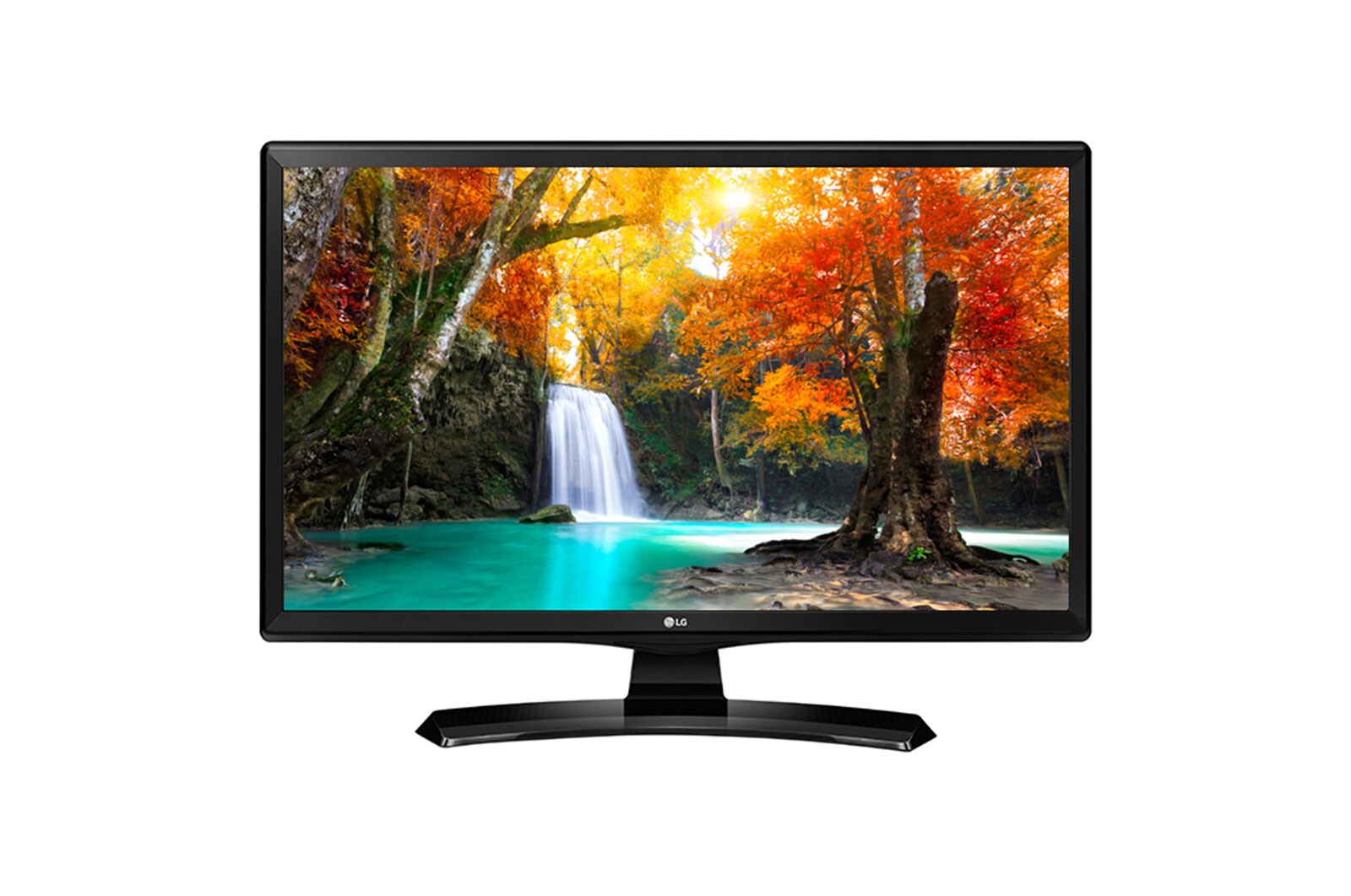 Čelní pohled na 24&#34; | LED monitor s TV funkcí | matný HD display | poměr stran 16:9 | režim komfortu očí | bez blikání | 5W x 2 Stereo reproduktory | Smart Energy Saving | TV tuner DVB-T2/C/S2 24MT49VF