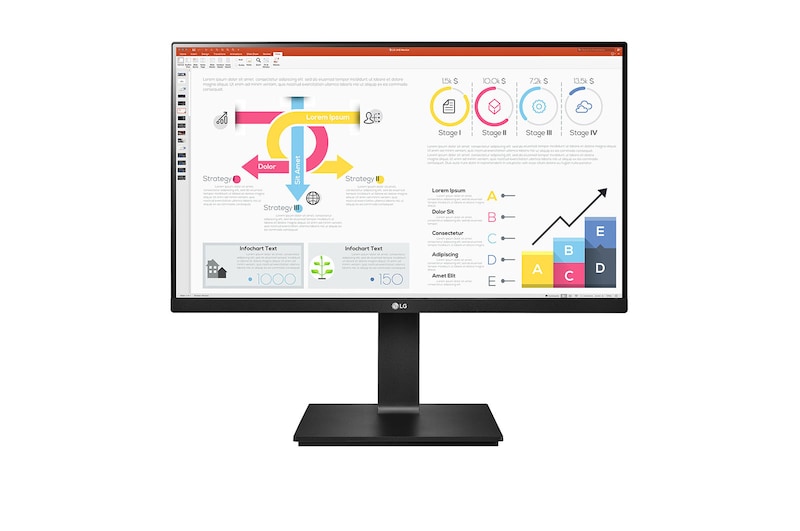 Čelní pohled na 23,8 "monitor QHD IPS s nastavením Daisy Chain a USB Type-C ™ 24QP750-B