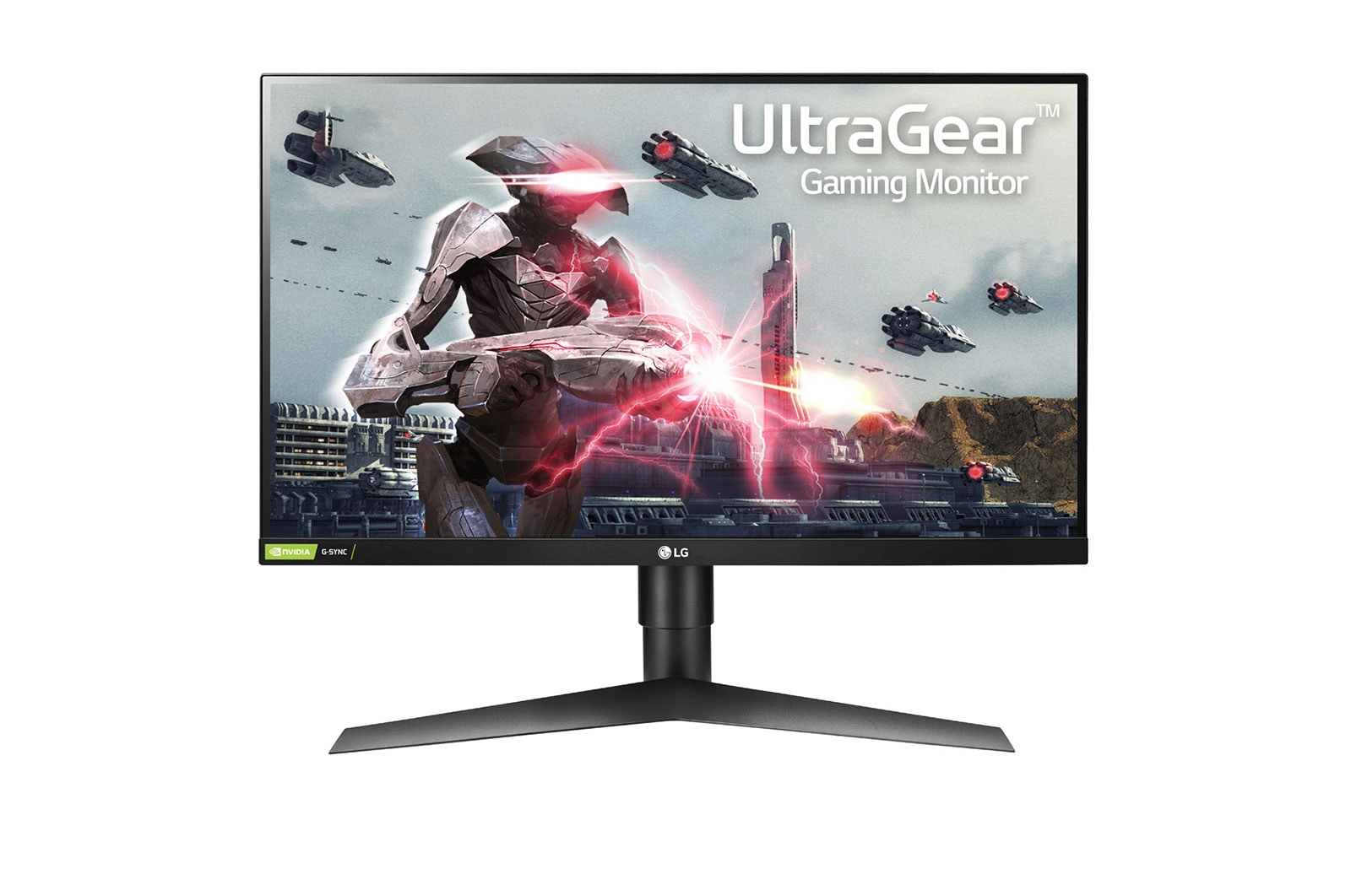 Čelní pohled na 27&#34; | Herní monitor | 16:9 | FHD | IPS Displej | UltraGear™ | NVIDIA G-Sync™ | HDR 10 | 144Hz 27GL650F-B