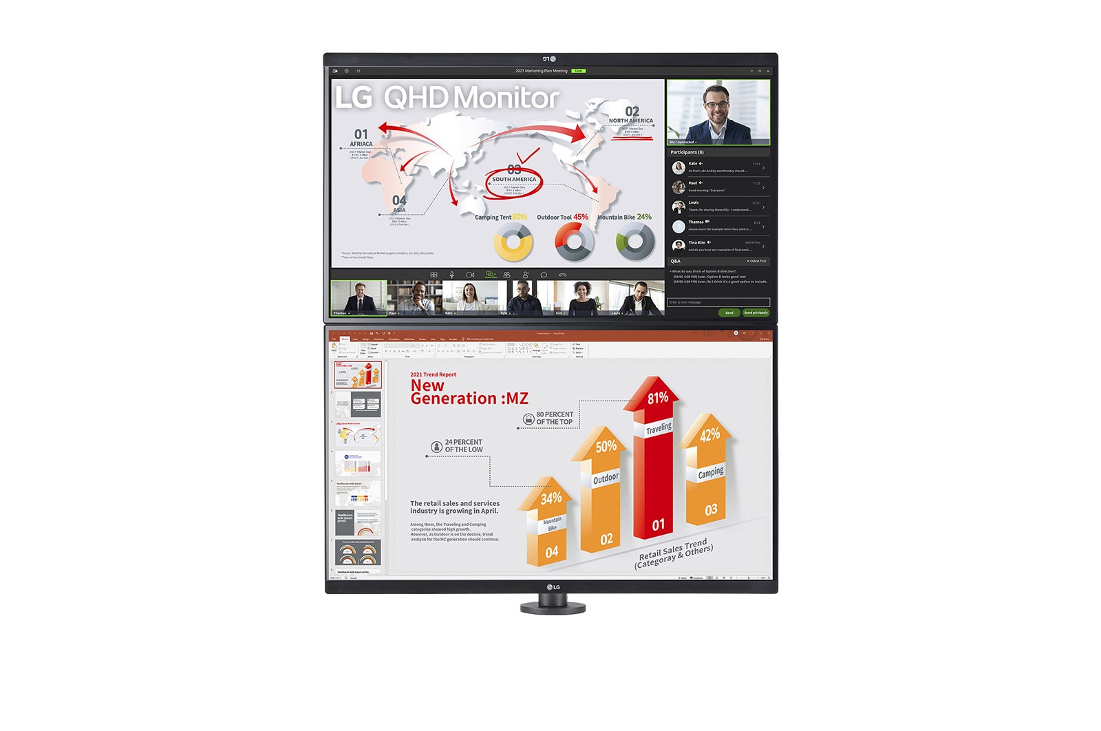 LG Monitor Ergo Dual 27", rozlišení QHD s Daisy Chain, 27QP88DP-BS