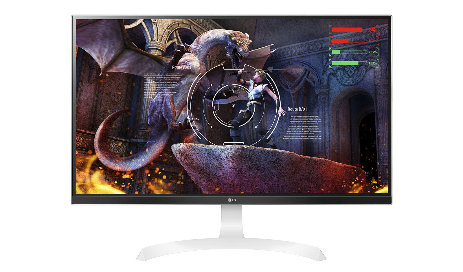Čelní pohled na 27&#34; 4K UltraHD IPS LED monitor 27UD69-W