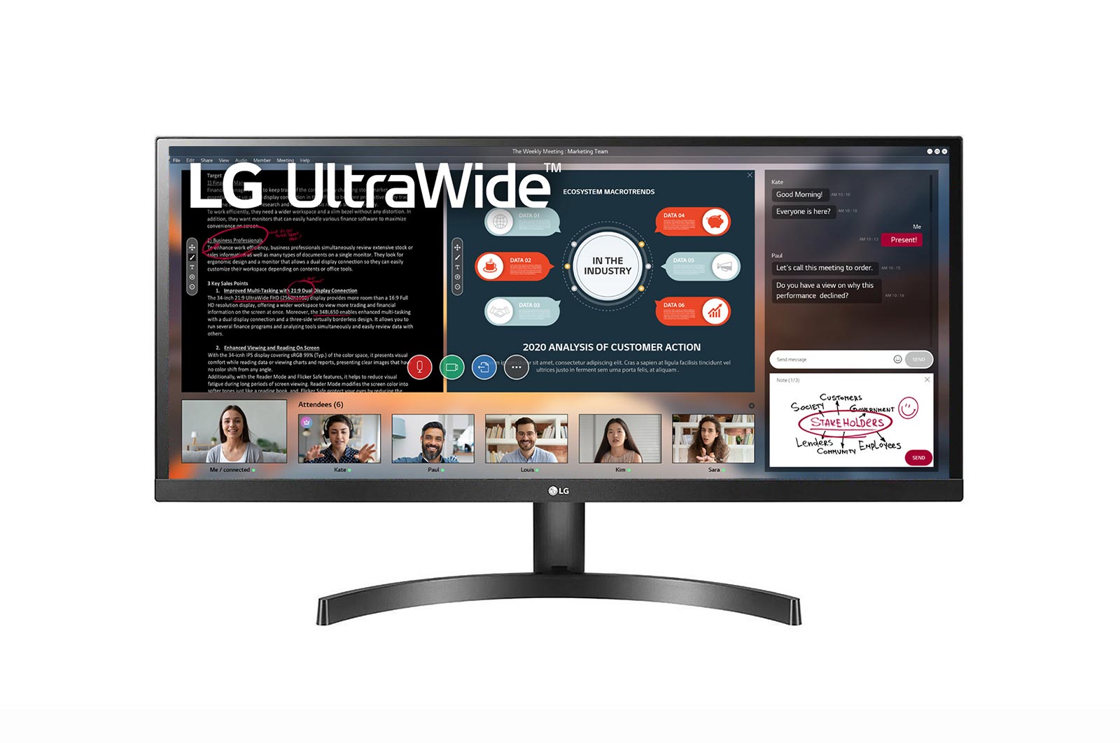 Čelní pohled na 29&#34; | UltraWide™ monitor | 21:9 | WFHD | IPS Displej | HDR 10 | AMD FreeSync™ 29WL500-B