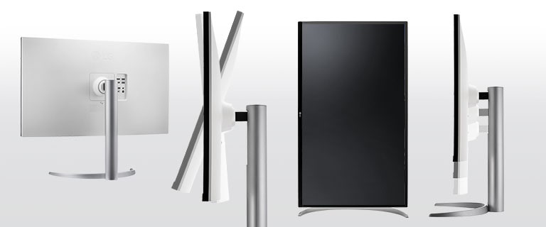 Monitor v ergonomickém designu podporuje možnosti nastavení sklonu, natočení a výšky a nabízí stojan na jedno kliknutí.