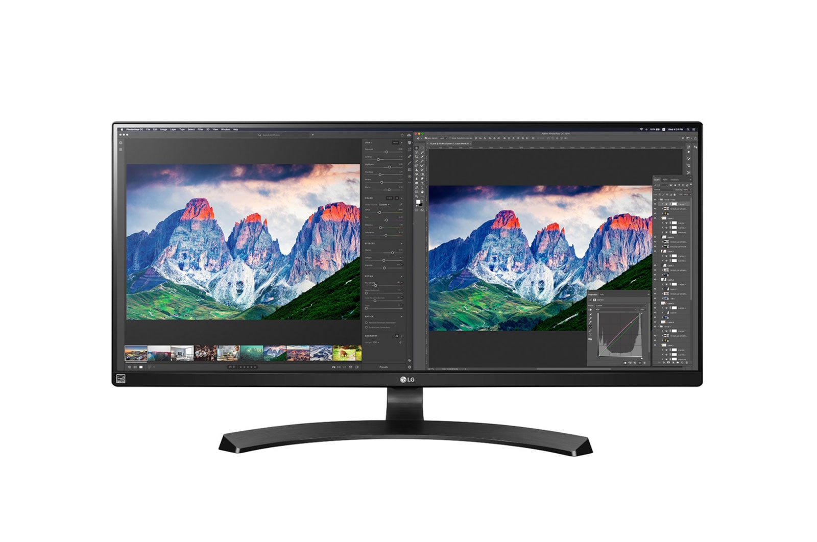 Čelní pohled na 34&#34; | UltraWide™ monitor | 21:9 | WQHD | IPS Displej | HDR 10 | AMD FreeSync™ 34WL750-B
