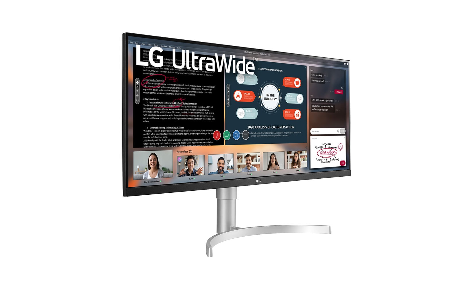 LG 34" LG UltraWide monitor s IPS  displejem, 34WN650-W