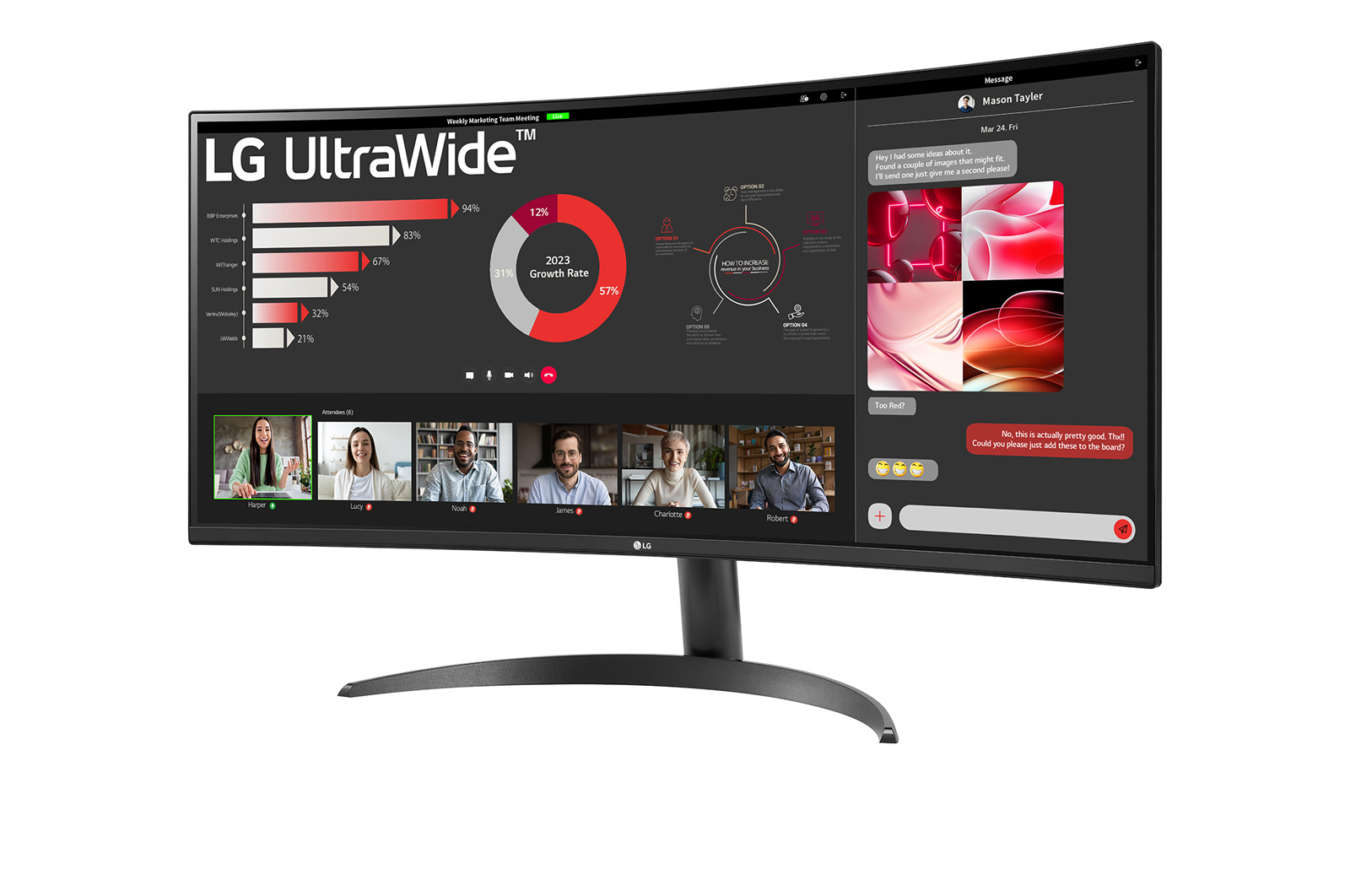LG 34" zakřivený monitor 21:9 UltraWide™ QHD (3440 × 1440) s technologií FreeSync™, 34WR50QC-B