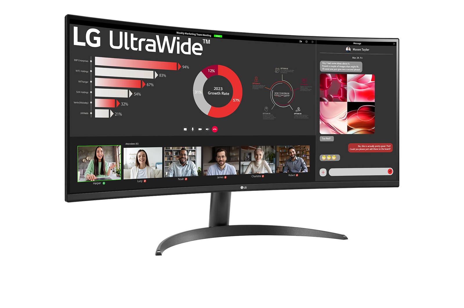 LG 34" zakřivený monitor 21:9 UltraWide™ QHD (3440 × 1440) s technologií FreeSync™, 34WR50QC-B