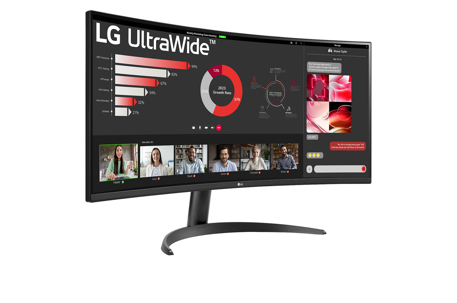 LG 34" zakřivený monitor 21:9 UltraWide™ QHD (3440 × 1440) s technologií FreeSync™, 34WR50QC-B
