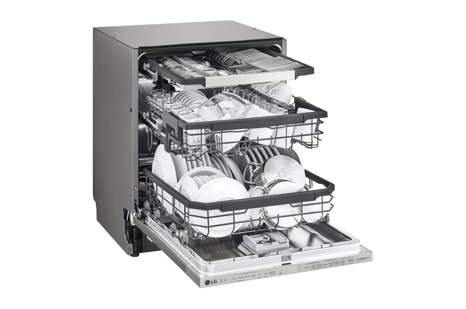 LG Myčka nádobí | Invertorový motor | Energetická třída (v rozsahu A až G) | Kapacita 14 sad nádobí | QuadWash™ | EasyRack+™ | LG ThinQ + WiFi | Aqua Lock, DB325TXS