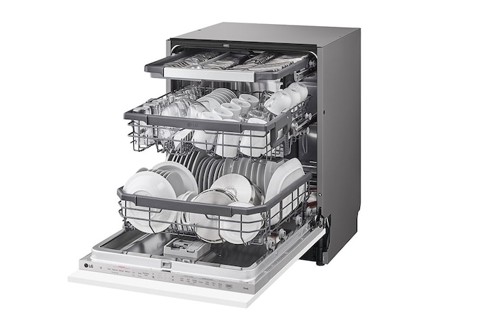 LG Vestavná parní myčka nádobí LG| A |14 sad nádobí QuadWash™| Noble Steel, DB365TXS