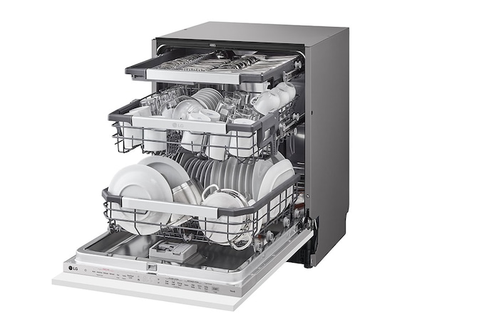 LG Vestavná parní myčka nádobí LG| B |14 sad nádobí QuadWash™| Noble Steel, DB475TXS
