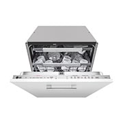 Pohled zepředu na LG Vestavná parní myčka nádobí LG, A, 14 sad nádobí QuadWash™, Noble Steel, DB475TXS