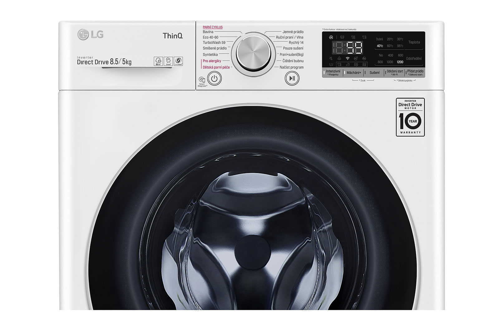 LG Slim parní pračka / sušička LG | 8,5 / 5 kg | 1200 ot./min | TurboWash™360° |Bílá, F2DV5S8S1