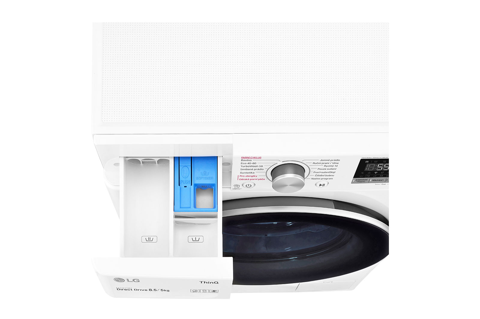 LG Slim parní pračka / sušička LG | 8,5 / 5 kg | 1200 ot./min | TurboWash™360° |Bílá, F2DV5S8S1