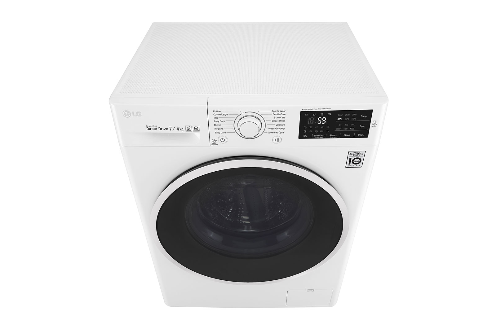 LG 7 kg pračka / 4 kg sušička, 1200 ot./min, B (v rozsahu A až G), 6 Motion DD, Direct Drive™, ThinQ™, Přidat prádlo, 14 programů, 5 možností sušení, F2J6HM0W