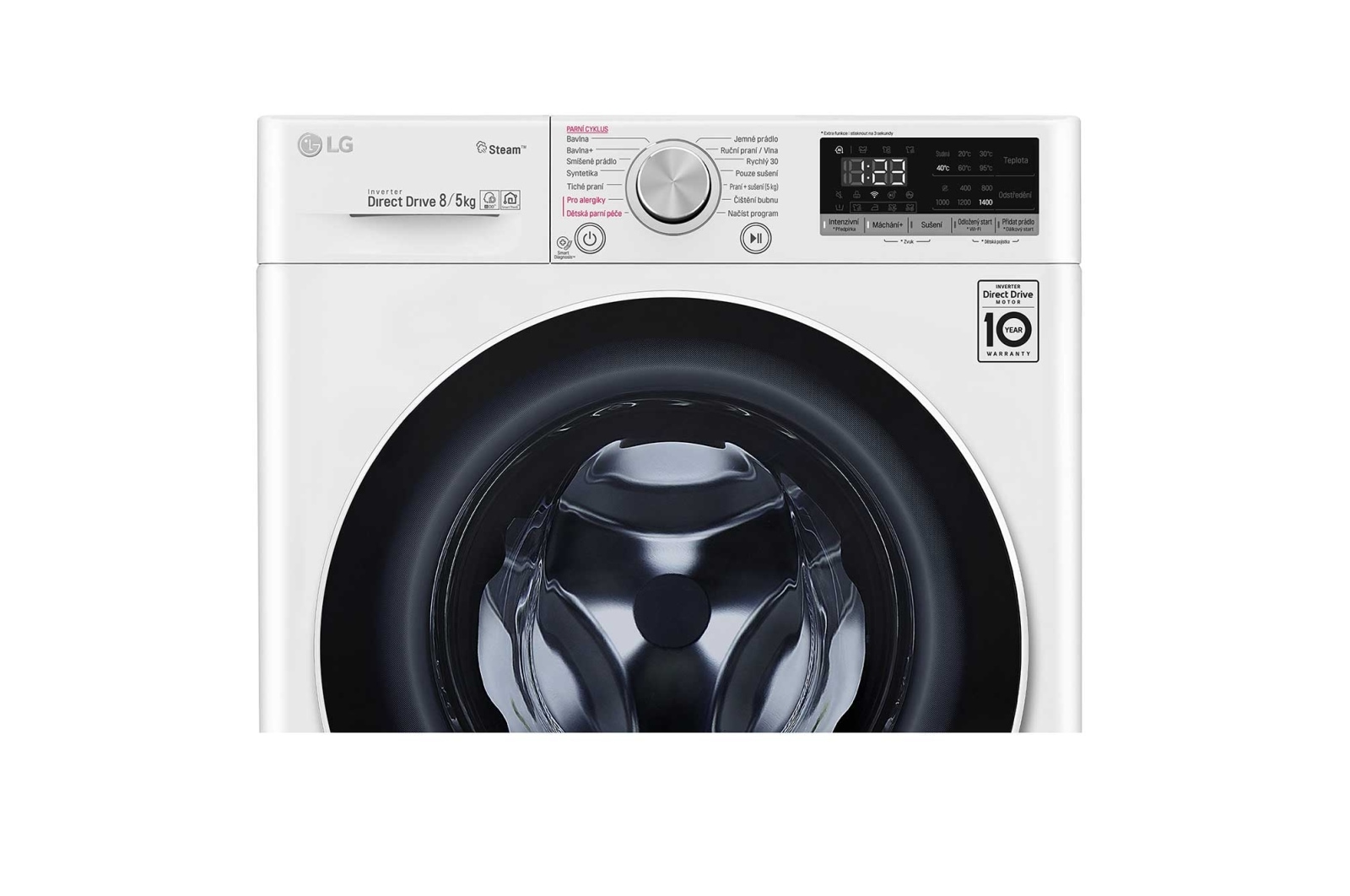 LG 8 kg parní pračka / 5 kg sušička, E / D, Direct Drive™ motor, AI DD™ - optimální volba pracích pohybů, parní péče Steam™, ThinQ™ + WiFi, F4DN508S0