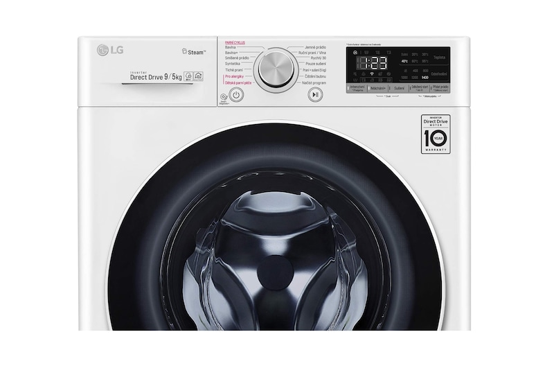 LG 9 kg parní pračka / 6 kg sušička, E, Direct Drive™ motor, AI DD™ - optimální volba pracích pohybů, parní péče Steam™, ThinQ™ + WiFi, F4DN509S0