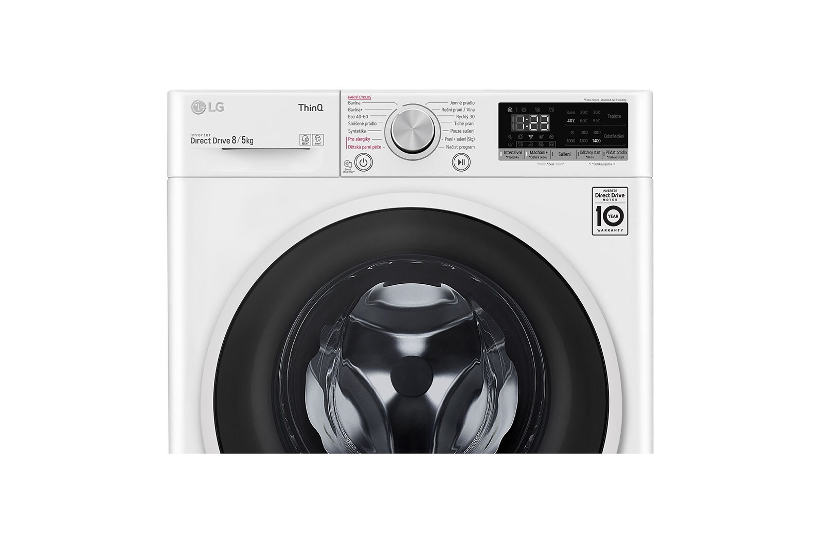 LG 8 kg parní pračka / 5 kg sušička, E / D, Direct Drive™ motor, AI DD™ - optimální volba pracích pohybů, parní péče Steam™, ThinQ™ + WiFi, F4DT408AIDD