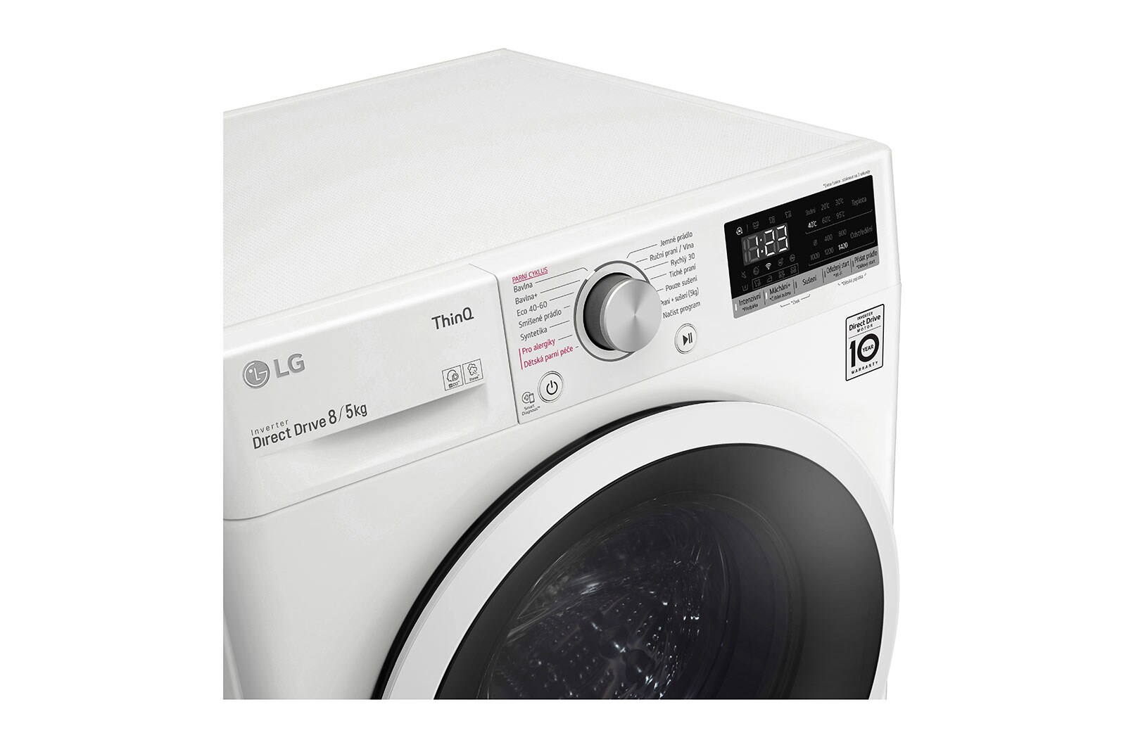 LG 8 kg parní pračka / 5 kg sušička, E / D, Direct Drive™ motor, AI DD™ - optimální volba pracích pohybů, parní péče Steam™, ThinQ™ + WiFi, F4DT408AIDD