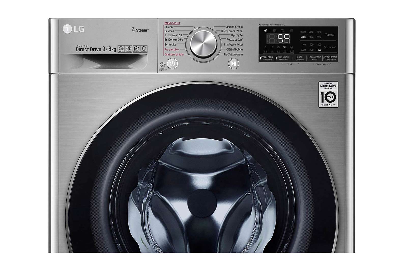 LG 9 kg parní pračka / 6 kg sušička, A (v rozsahu A až G), Direct Drive™ motor, AI DD™ - optimální volba pracích pohybů, TurboWash™, parní péče Steam+™, ThinQ™ + WiFi, F4DV709H2T
