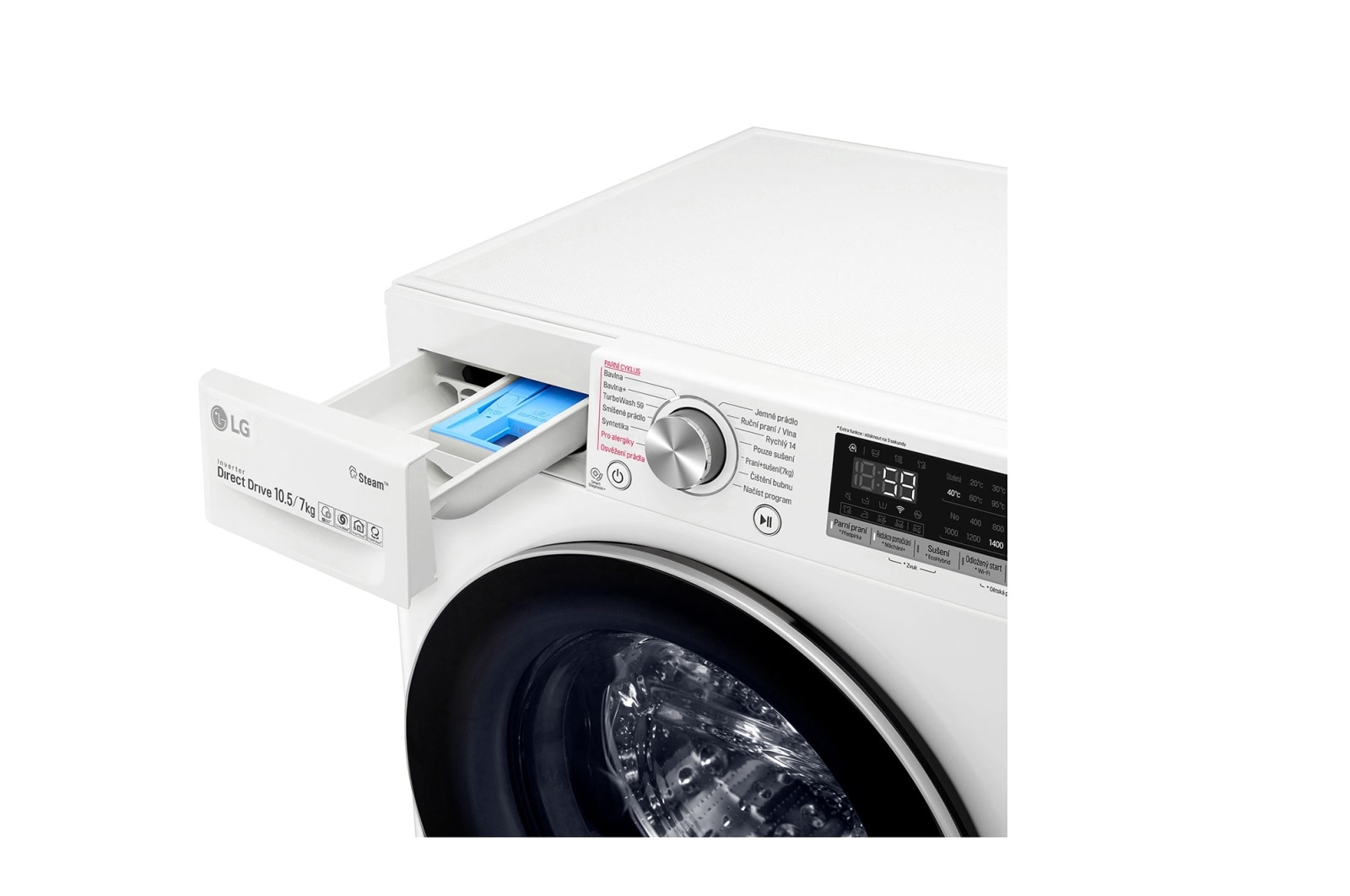 LG 10,5 kg parní pračka / 7 kg sušička, A (v rozsahu A až G), Direct Drive™ motor, AI DD™ - optimální volba pracích pohybů, TurboWash™, parní péče Steam+™, ThinQ™ + WiFi, F4DV710H1