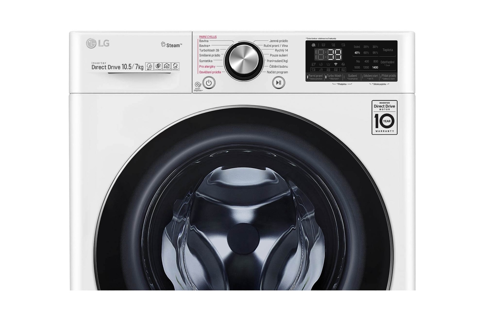 LG 10,5 kg parní pračka / 7 kg sušička, A (v rozsahu A až G), Direct Drive™ motor, AI DD™ - optimální volba pracích pohybů, TurboWash™360°, parní péče Steam+™, ThinQ™ + WiFi, F4DV910H2