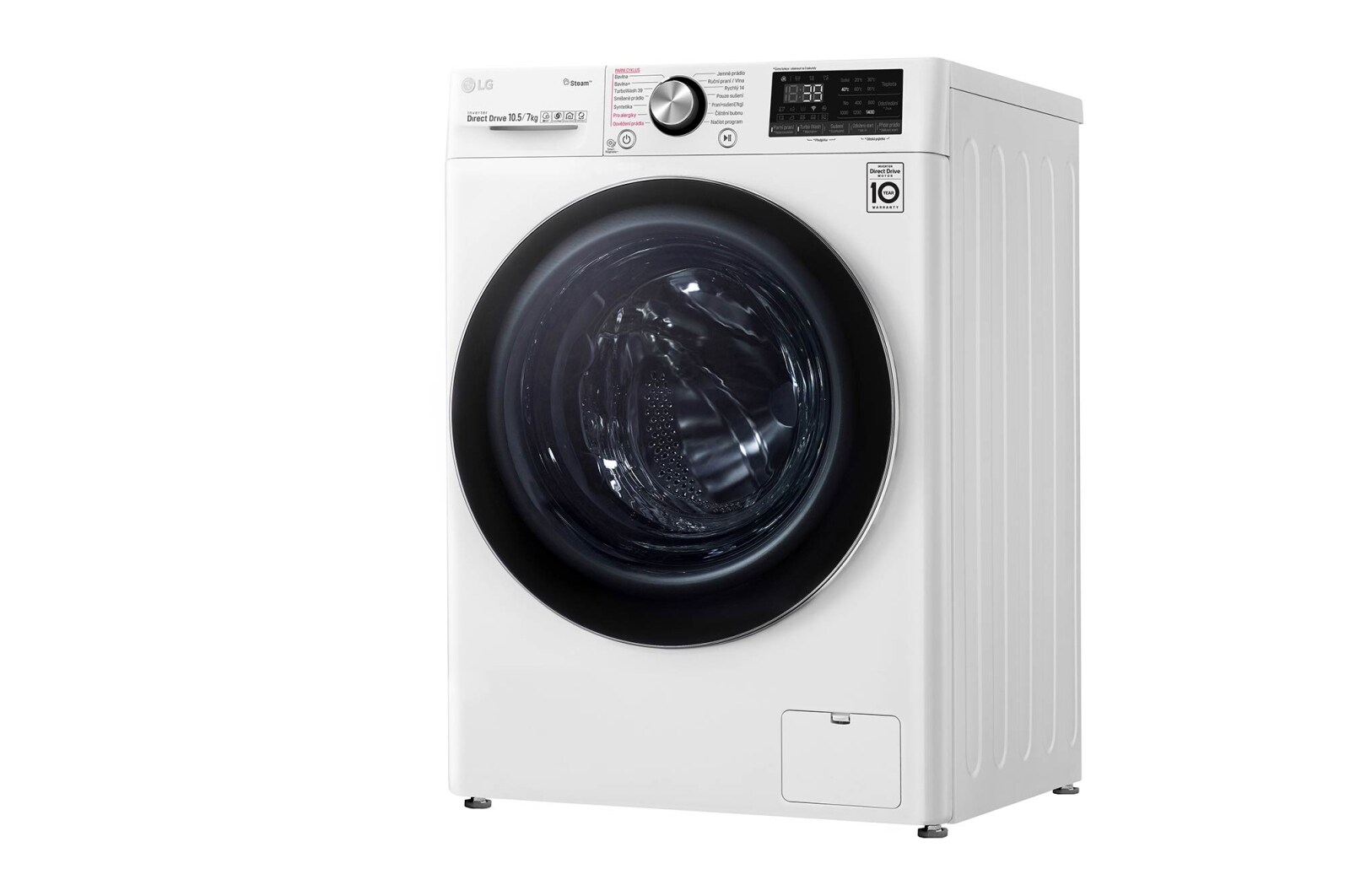 LG 10,5 kg parní pračka / 7 kg sušička, A (v rozsahu A až G), Direct Drive™ motor, AI DD™ - optimální volba pracích pohybů, TurboWash™360°, parní péče Steam+™, ThinQ™ + WiFi, F4DV910H2