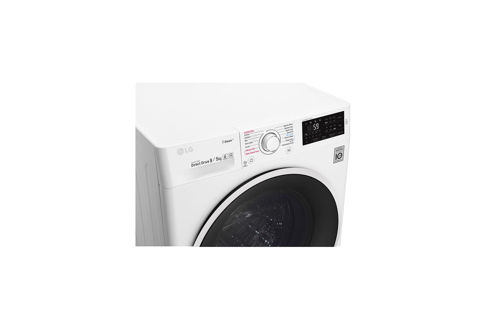 LG 9 kg pračka / 5 kg sušička, 1400 ot./min, A (v rozsahu A až G), 6 Motion DD, Direct Drive™, Steam™ - parní praní, ThinQ™, Přidat prádlo, 14 programů, 5 možností sušení, F94J6VG0W
