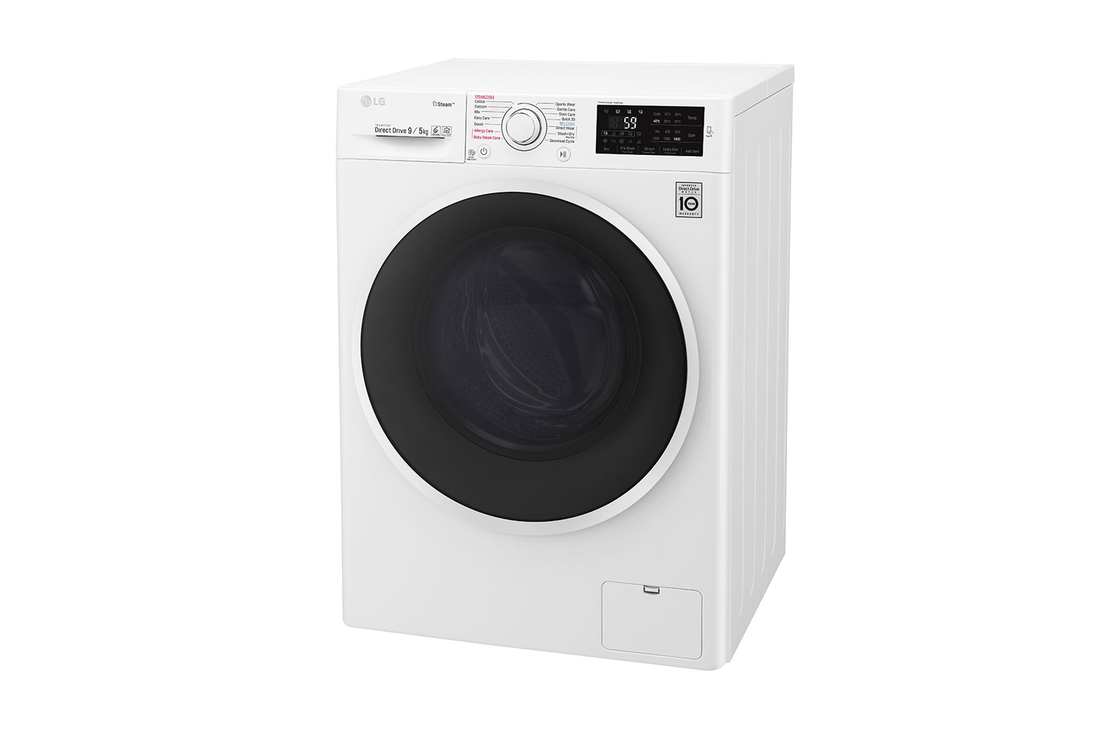 LG 9 kg pračka / 5 kg sušička, 1400 ot./min, A (v rozsahu A až G), 6 Motion DD, Direct Drive™, Steam™ - parní praní, ThinQ™, Přidat prádlo, 14 programů, 5 možností sušení, F94J6VG0W