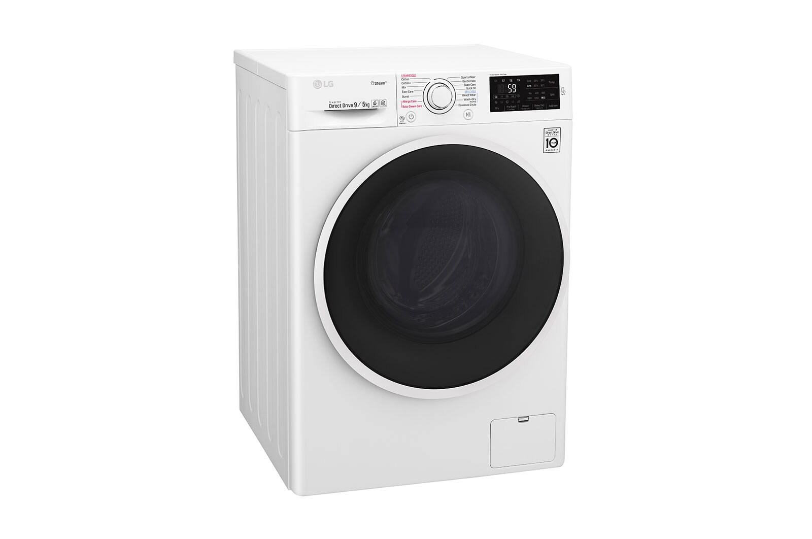 LG 9 kg pračka / 5 kg sušička, 1400 ot./min, A (v rozsahu A až G), 6 Motion DD, Direct Drive™, Steam™ - parní praní, ThinQ™, Přidat prádlo, 14 programů, 5 možností sušení, F94J6VG0W