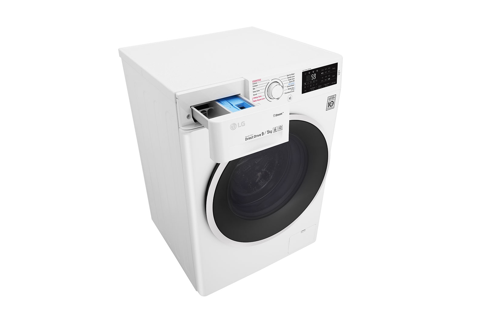 LG 9 kg pračka / 5 kg sušička, 1400 ot./min, A (v rozsahu A až G), 6 Motion DD, Direct Drive™, Steam™ - parní praní, ThinQ™, Přidat prádlo, 14 programů, 5 možností sušení, F94J6VG0W