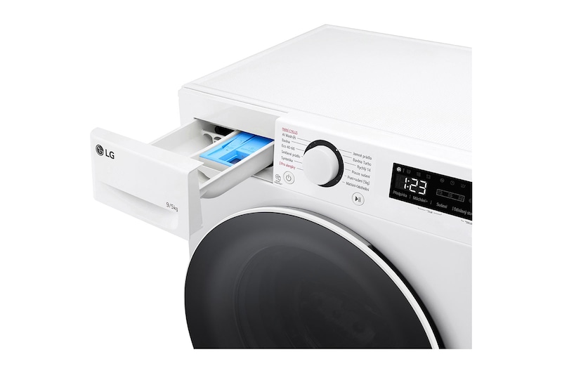LG Slim parní pračka / sušička LG | 9 / 5 kg | 1200 ot./min | Direct Drive™ |Bílá, FCR5A95WW