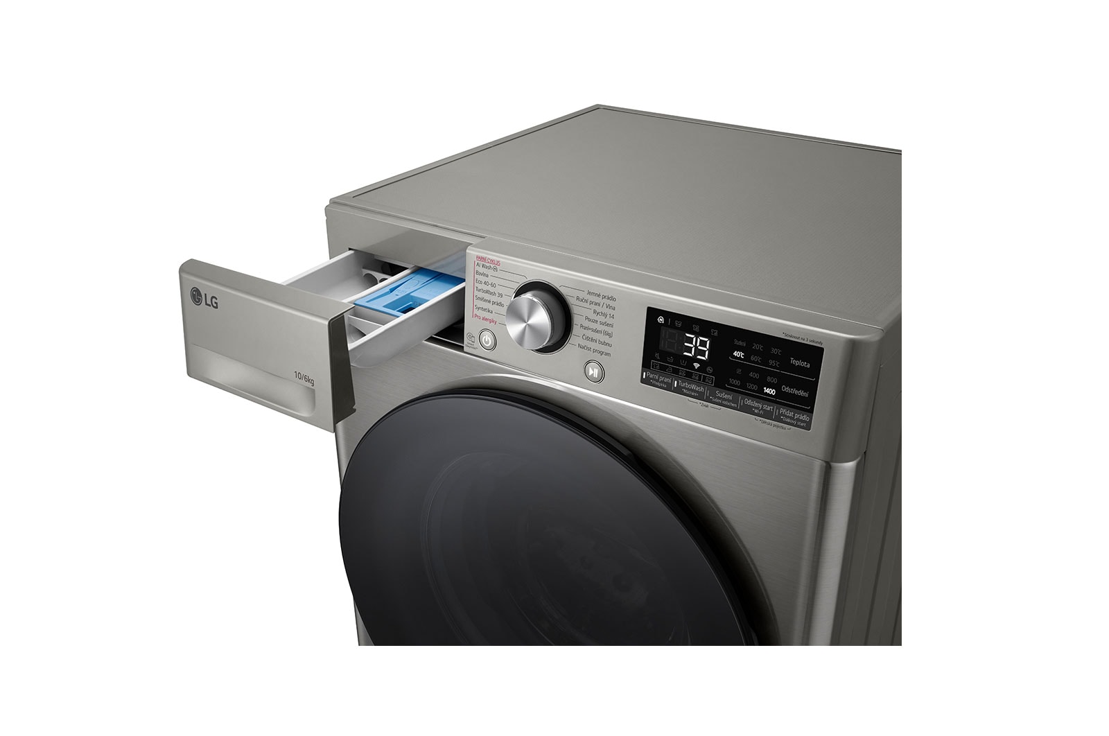 LG Parní pračka / sušička LG | 10 / 6 kg |  1400 ot./min | Direct Drive™ | AI DD™ | Stříbrná, FCR7A06PG