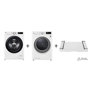 Čelní pohled na PRACÍ SET | 9 kg Pračka FSR5A94WL + 9 kg Sušička RC91V5AV6N + Výsuvný mezikus LAUNWDSN32
