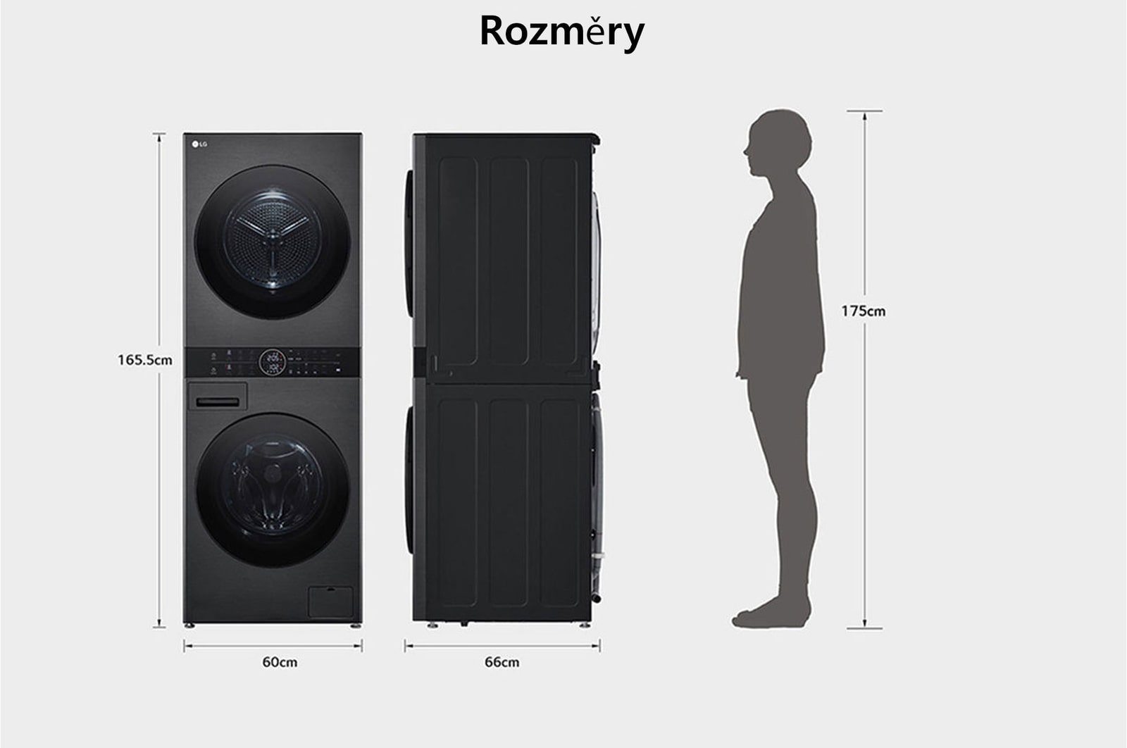 LG WashTower | 12 / 10 kg |1400 ot./min | AI DD™ | TurboWash™360°|Černá/šedá, WT1210BBF