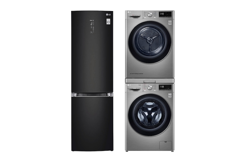 LG BALÍČEK BLACK | Pračka F4WV909P2TE + Sušička RC91V9EV2Q + Výsuvný mezikus + Chladnička GBB940BMQZT , BLACK4