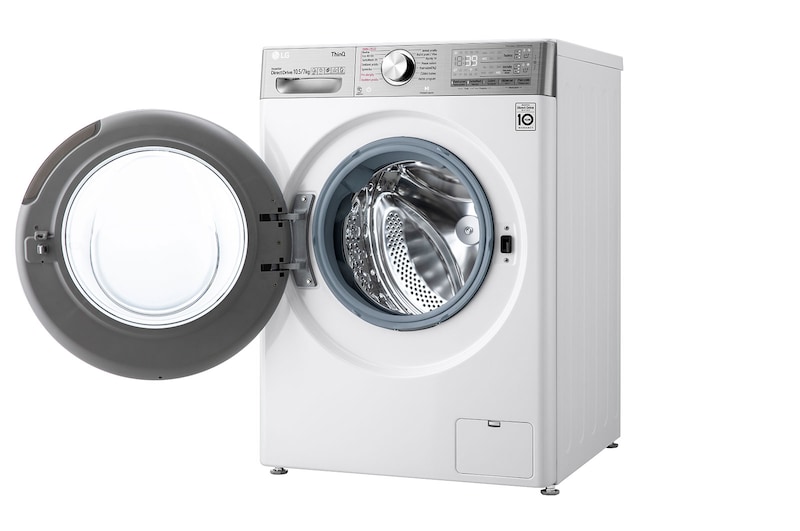 LG 10,5 kg parní pračka / 7 kg sušička, Direct Drive™ motor, AI DD™ - optimální volba pracích pohybů, parní péče Steam™, TurboWash™360°, LG ThinQ + Wifi, F104DV9RD2E