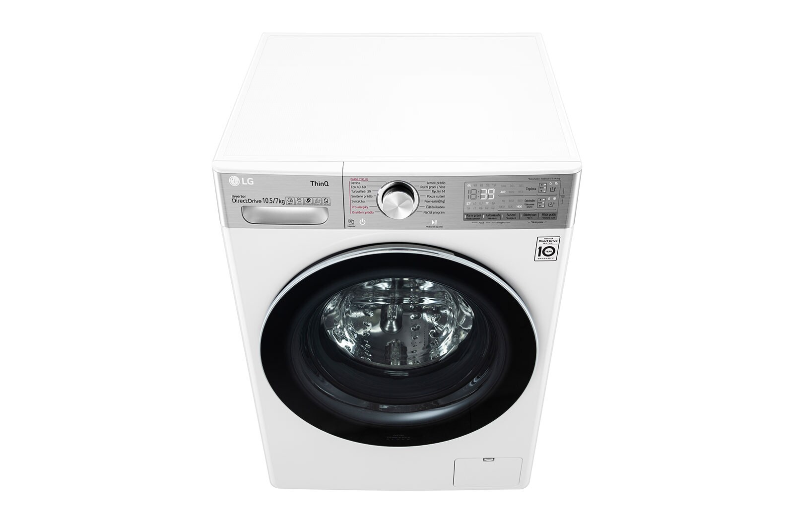 LG 10,5 kg parní pračka / 7 kg sušička, Direct Drive™ motor, AI DD™ - optimální volba pracích pohybů, parní péče Steam™, TurboWash™360°, LG ThinQ + Wifi, F104DV9RD2E