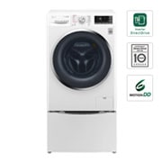 Čelní pohled na 10,5 kg pračka / 7 kg sušička / 2 kg mini pračka, TWINWash™, 1400 ot./min, 6 Motion DD, Direct Drive™, TrueSteam™, EcoHybrid™, TurboWash™, ThinQ™ &#43; WiFi připojení, Přidat prádlo, 14 programů, 8 možností sušení F104J8JH2WD