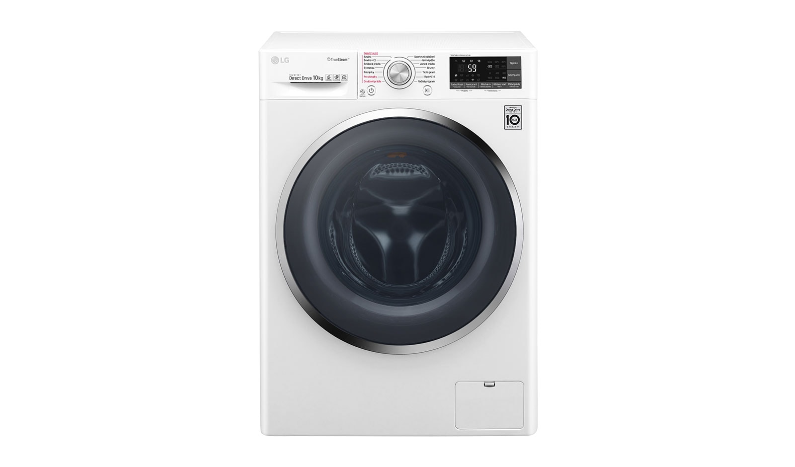 Čelní pohled na 10 kg pračka, 1400 ot./min, 6 Motion DD, TrueSteam™ - parní praní, 14 programů F104J8JS2W