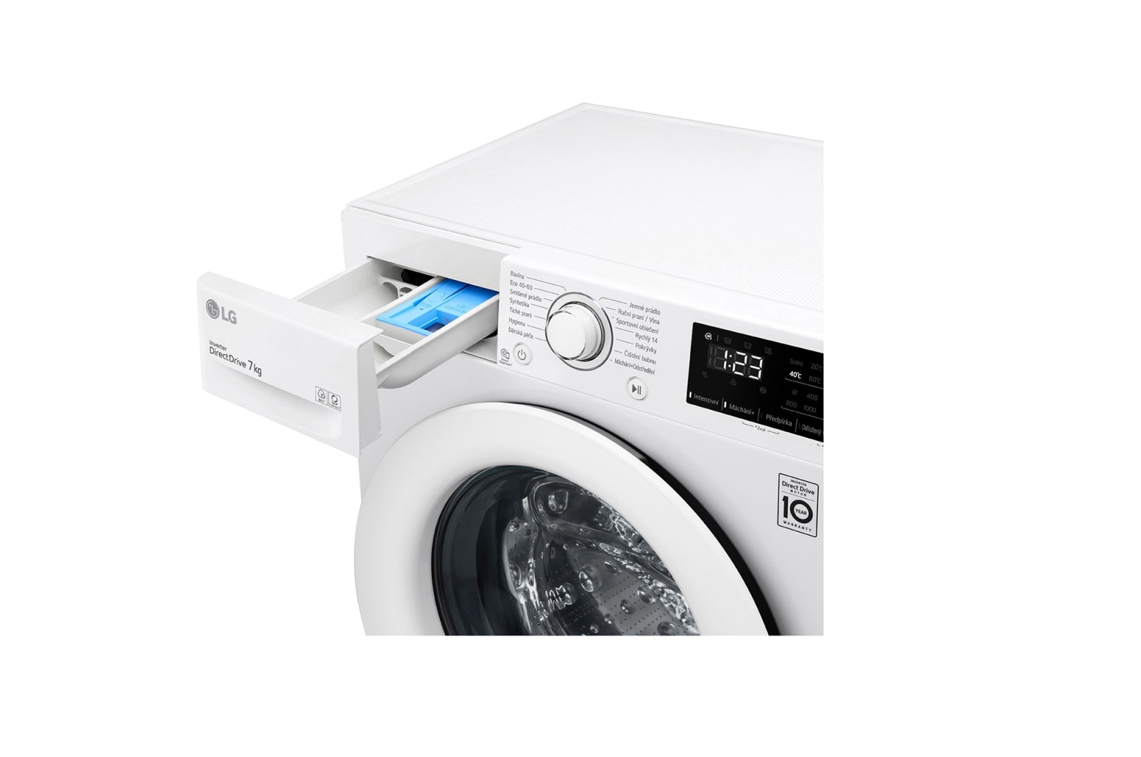 LG 7 kg slim pračka LG, Direct Drive™ motor, AI DD™ - optimální volba pracích pohybů, Smart Diagnosis™, energetická třída D (v rozsahu A až G), funkce Přidat prádlo, F27V3HN3W