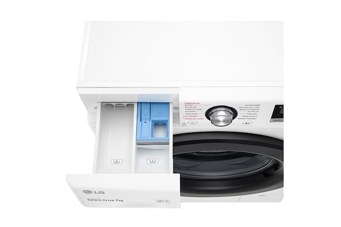 LG Slim parní pračka LG  |7 kg | D | 1200 ot./min | Direct Drive™ | Bílá + černá dvířka, F27V3HY6W