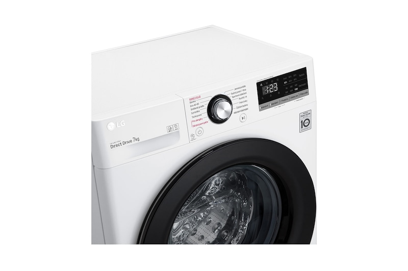LG Slim parní pračka LG  |7 kg | D | 1200 ot./min | Direct Drive™ | Bílá + černá dvířka, F27V3HY6W