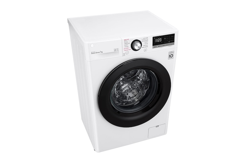LG Slim parní pračka LG  |7 kg | D | 1200 ot./min | Direct Drive™ | Bílá + černá dvířka, F27V3HY6W