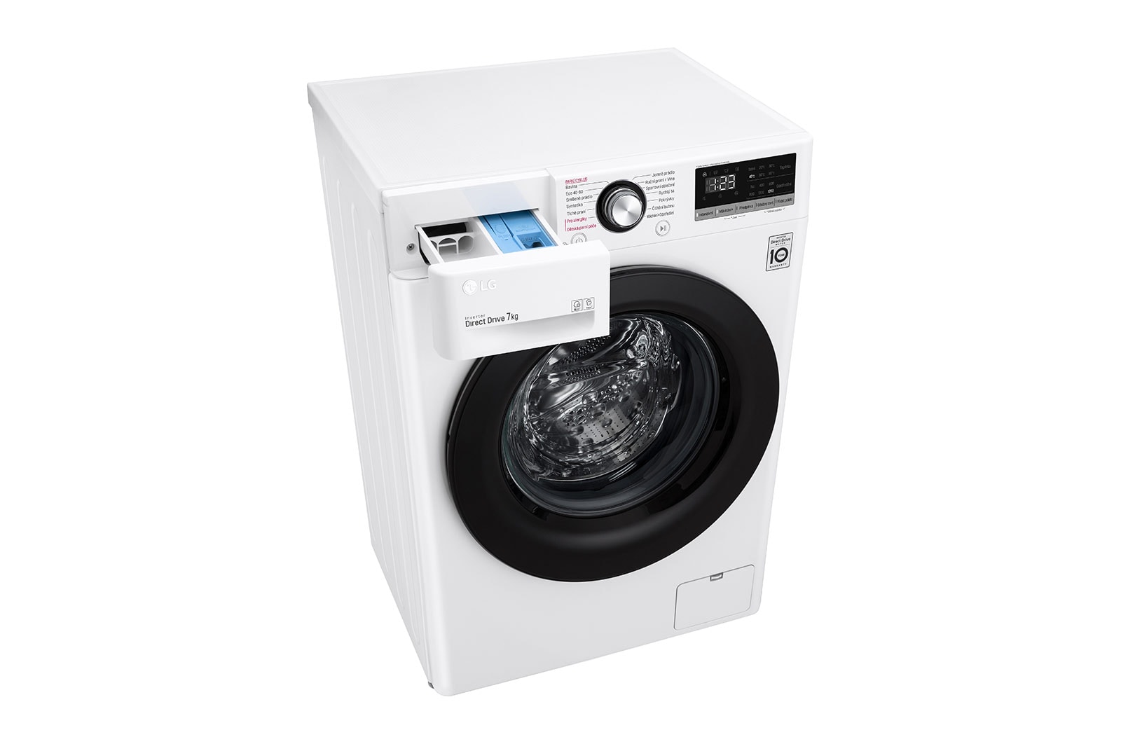 LG Slim parní pračka LG |7 kg | D | 1200 ot./min | Direct Drive™ | Bílá + černá dvířka, F27V3HY6W