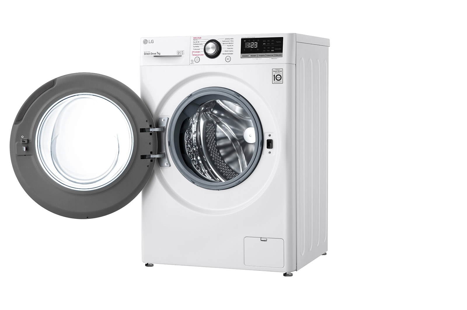 LG Slim parní pračka LG |7 kg | D | 1200 ot./min | Direct Drive™ | Bílá + černá dvířka, F27V3HY6W