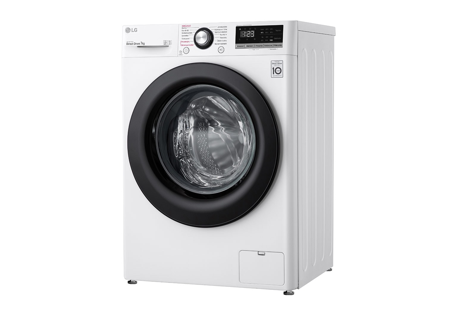 LG Slim parní pračka LG |7 kg | D | 1200 ot./min | Direct Drive™ | Bílá + černá dvířka, F27V3HY6W