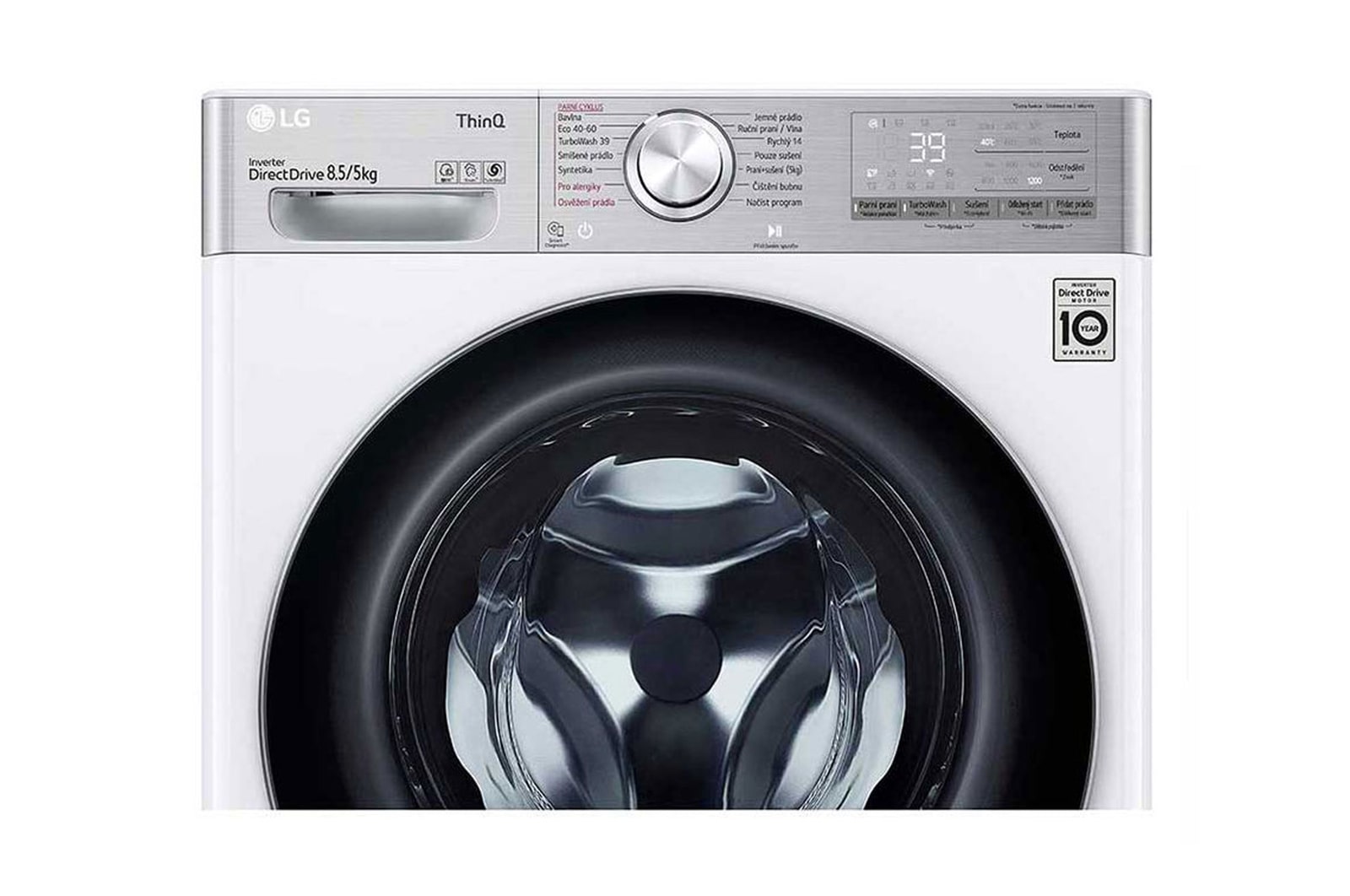 LG Slim parní pračka / sušička LG | 8,5 / 5 kg | 1200 ot./min | TurboWash™360° |Bílá, F2DV9S8H2