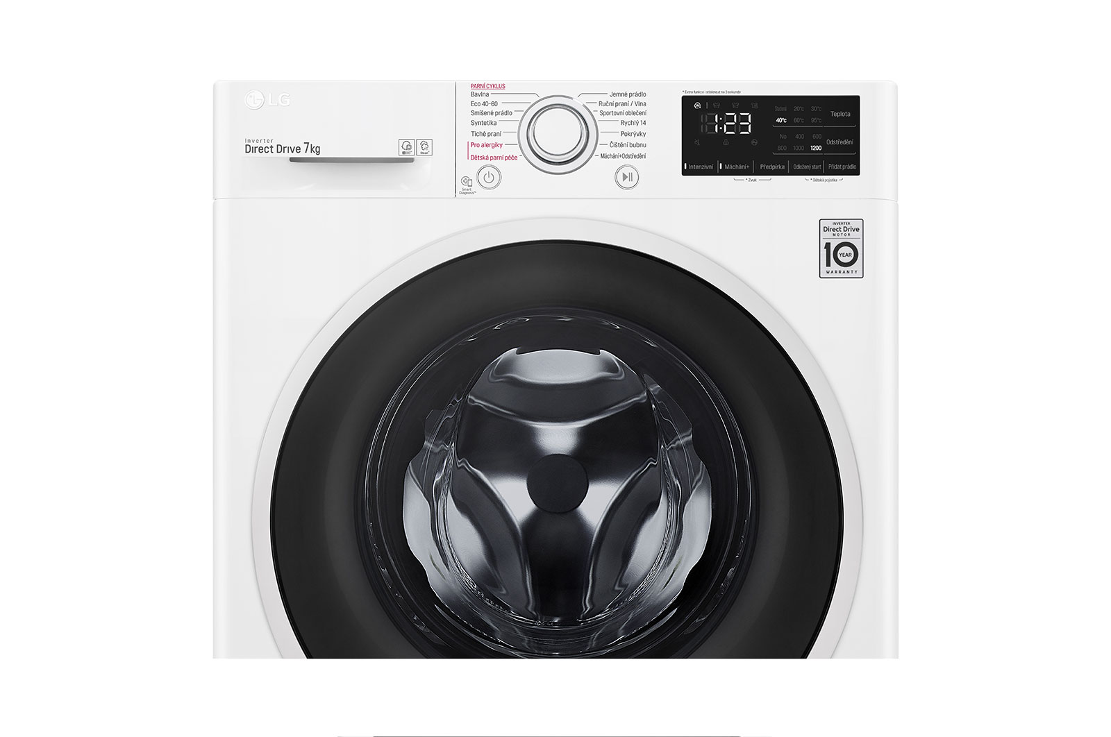 LG 7 kg slim parní pračka, Direct Drive™ motor - optimální volba pracích pohybů, Steam™, Smart Diagnosis™, Přidat prádlo, F2S7V3HYTW