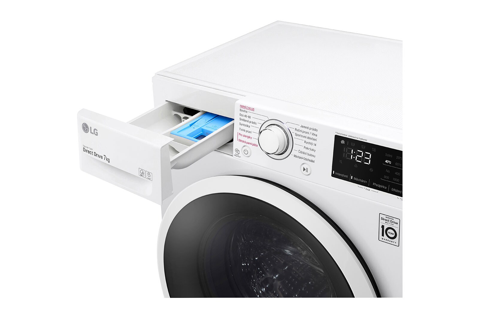 LG 7 kg slim parní pračka, Direct Drive™ motor - optimální volba pracích pohybů, Steam™, Smart Diagnosis™, Přidat prádlo, F2S7V3HYTW